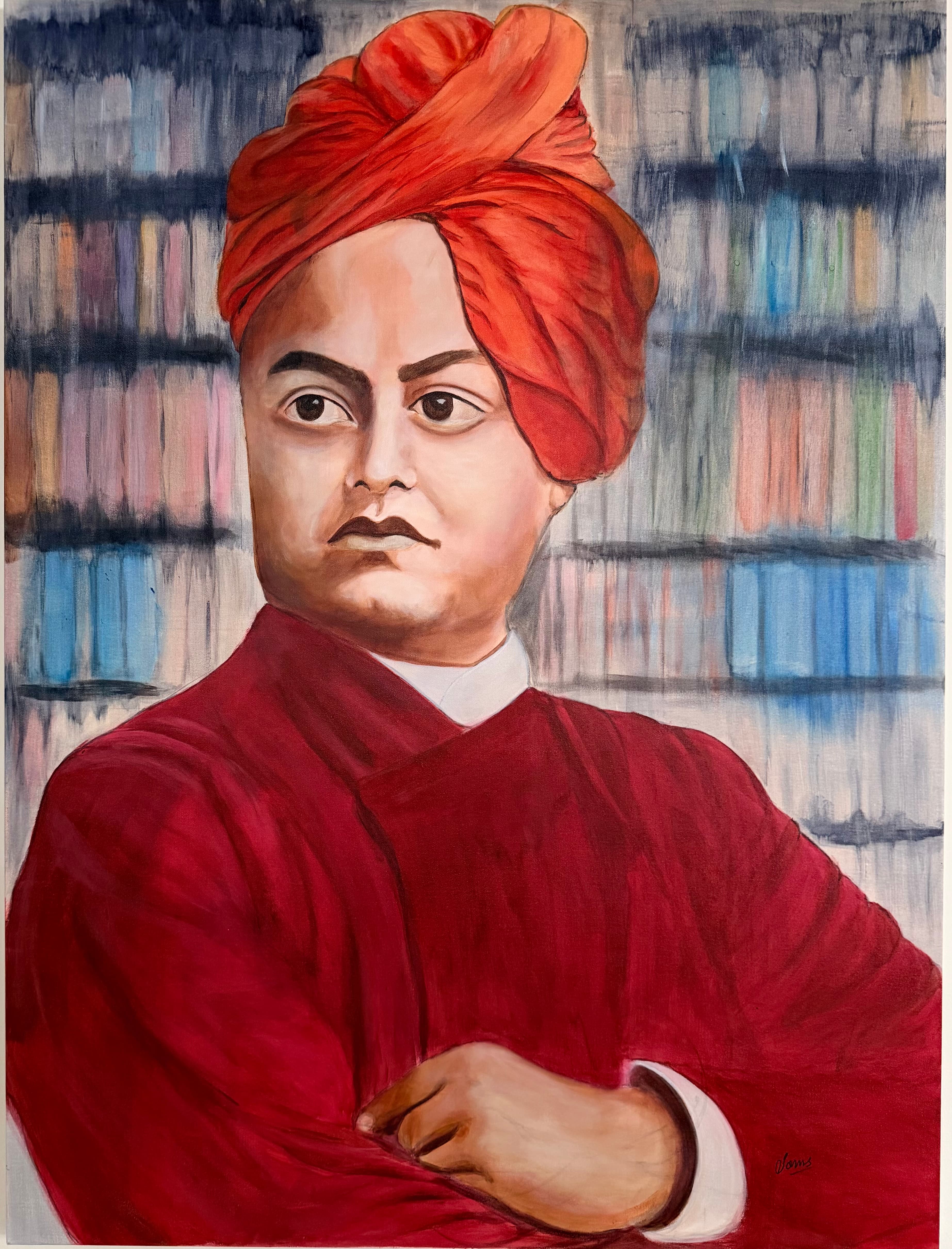 Swami Vivekananda — The Voice That Shook Chicago - Acrylic on Canvas