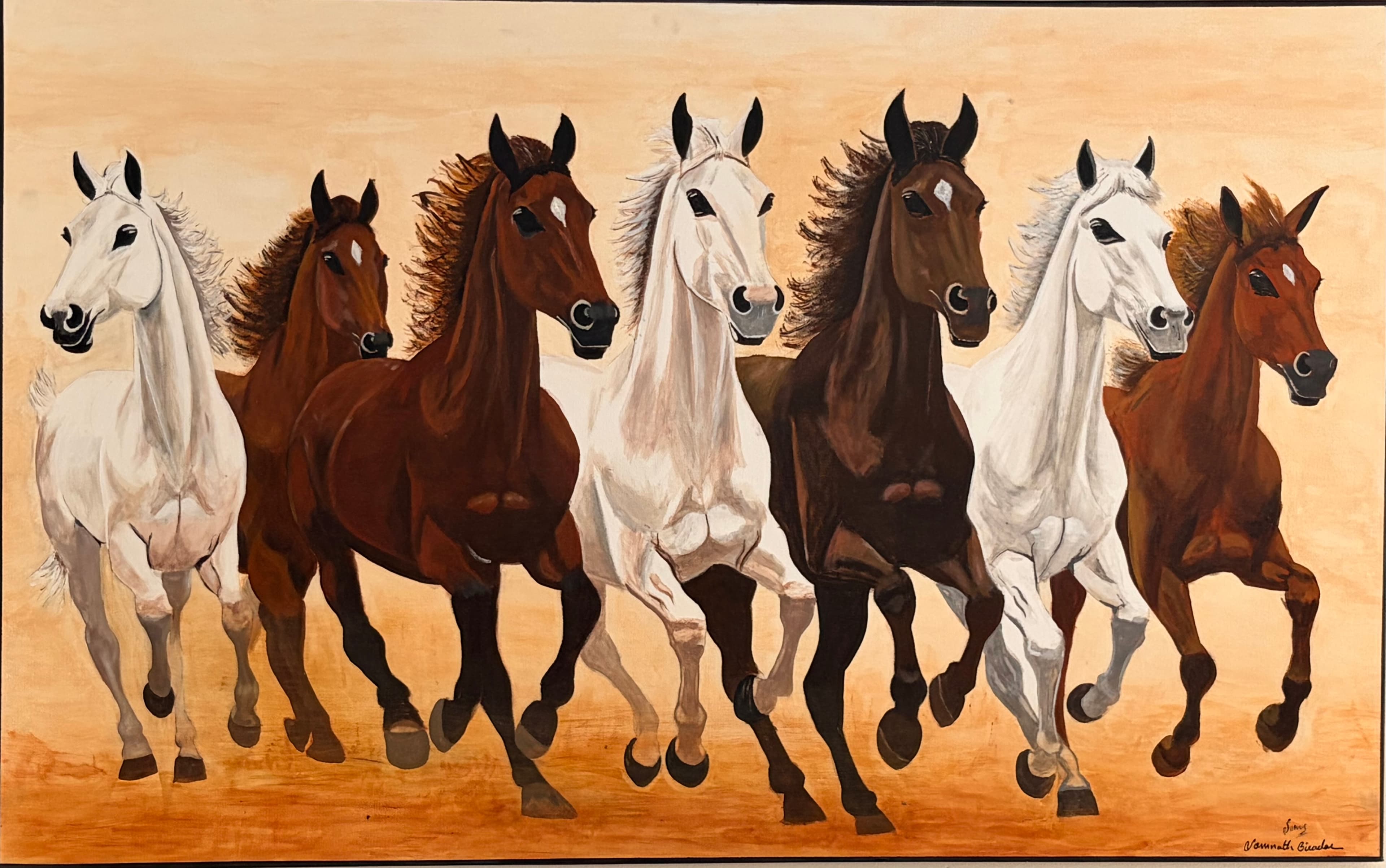 The Magnificent Seven — Running Into Prosperity. (Original Acrylic on Canvas )
